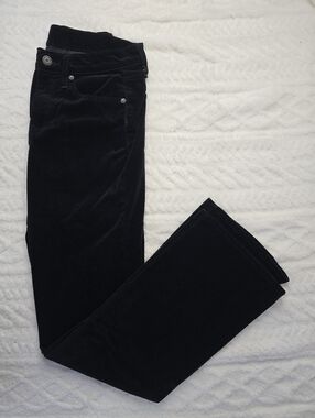 Gap Velvet Black Pants Baby Boot Mid Rise 5-Pocket Dressy Going Out 28/6R